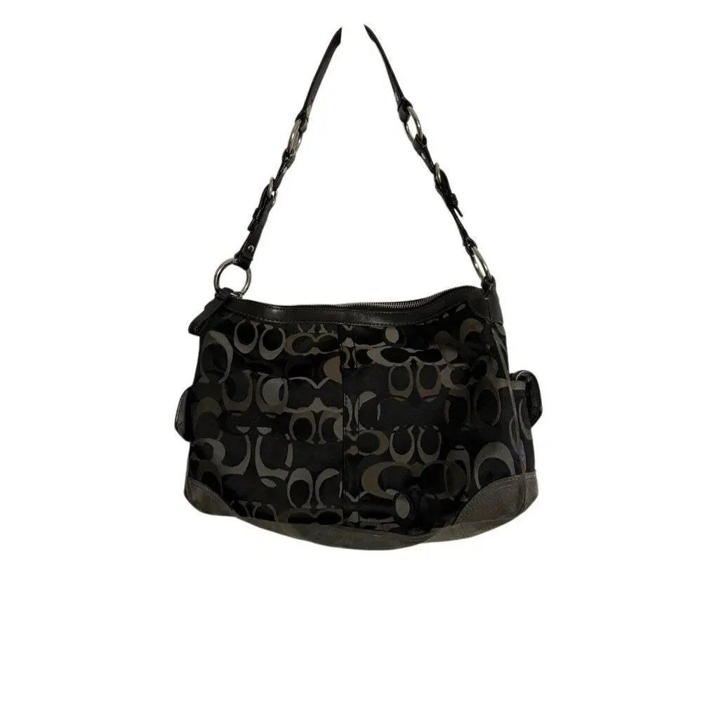 Coach Chelsea Optic Signature Suede Shoulder Bag Y2K